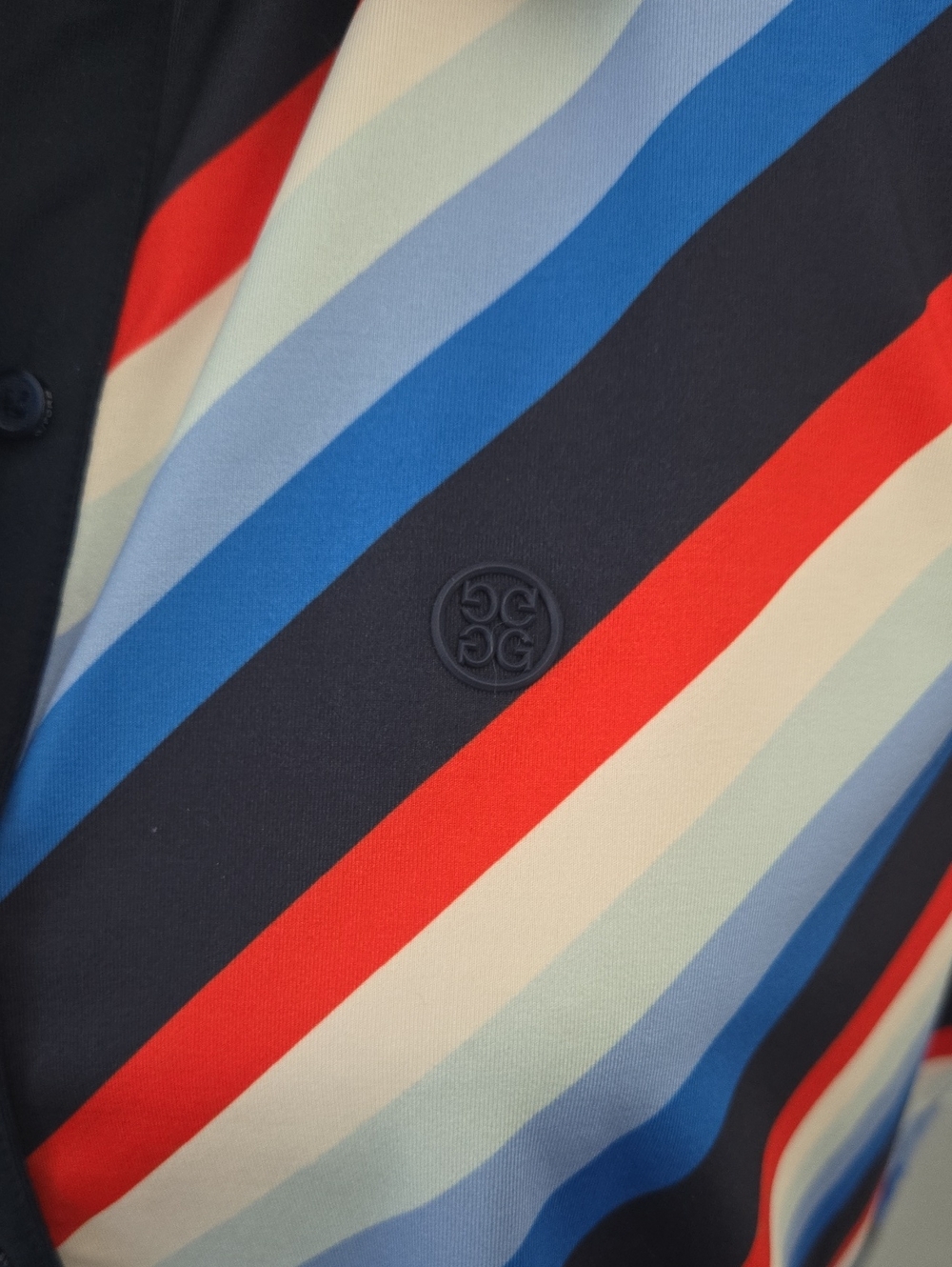 G/FORE Sleeveless Chevron Polo Top - Navy, Red & Light Blue Sz XL - Picture 4 of 11